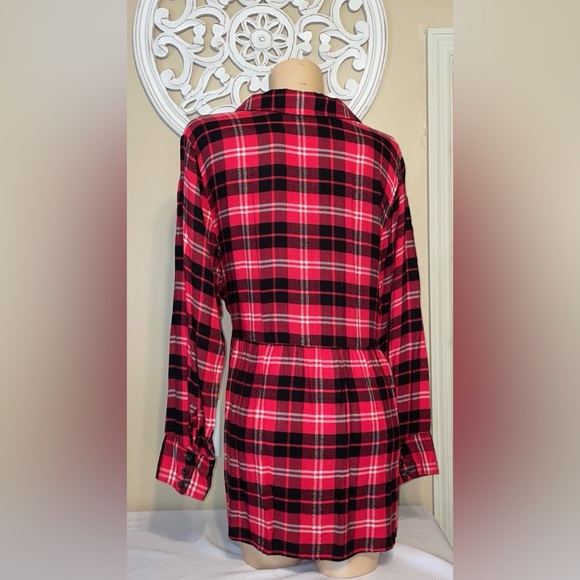 Lane Bryant women’s tunic shirt 16 button up long sleeve plaid plus flannel - Picture 5 of 10